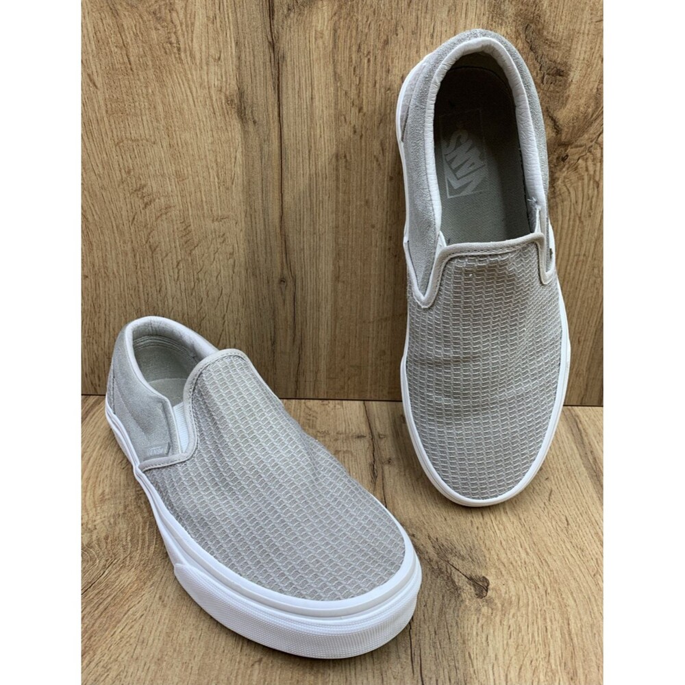 VANS Classic Slip-On (Woven Check) Skate Shoe Size Men's 7.0 Women's 8.5 White - Picture 1 of 12